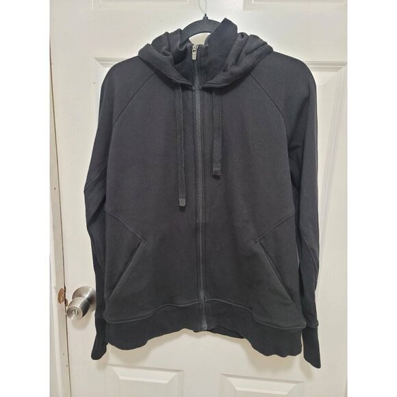Athleta Black Zip-Up Hoodie Sweatshirt With Drawstring Hood Size L - Picture 1 of 16